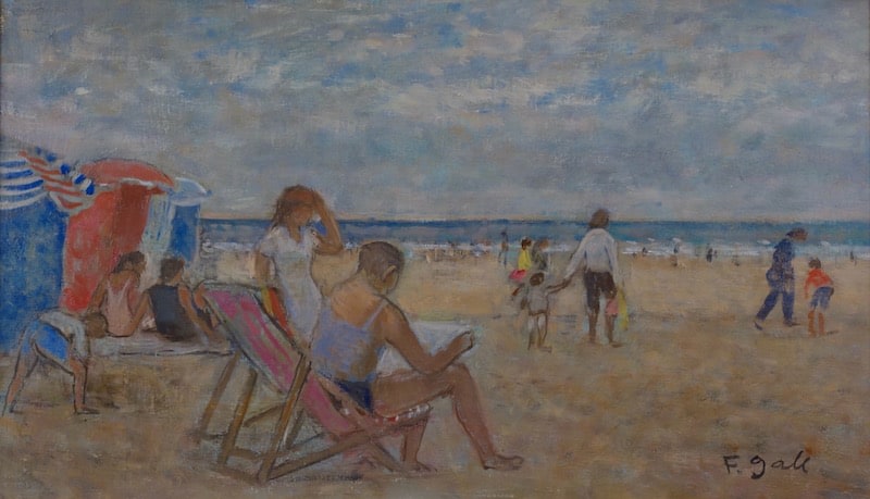 Francois Gall French Plage de Trouville Oil on Canvas