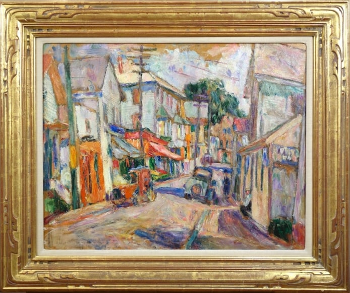 Abraham Manievich Peekskill Street Scene Oil on Canvasboard circa 1928