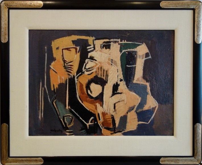 Moshe Mokady Israeli Artist Untitled Abstract Oil on Board circa 1960s