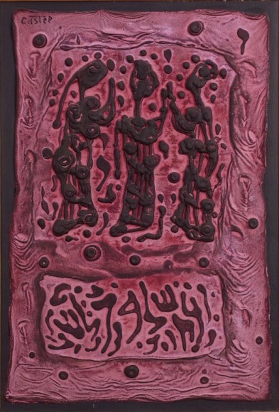 Moshe Castel Kabbalistic Series oil and Basalt on Canvas