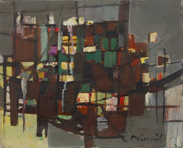 Zvi Mairovich Haifa Port Oil on Canvas