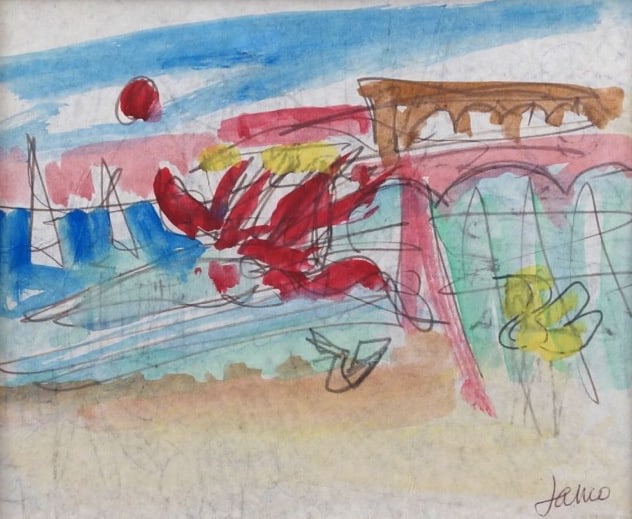 Marcel Janco Caeserea Drawing Watercolor