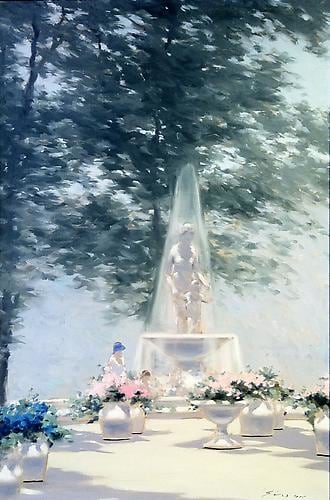 Andre Gisson A Stroll Through the Gardens Oil on Canvas