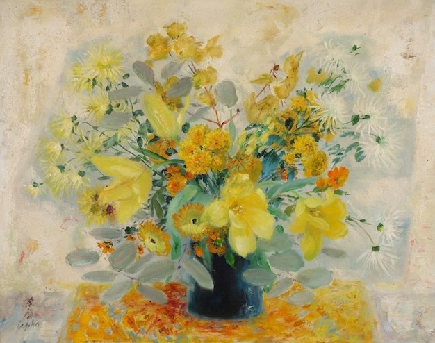 Le Pho Vietnamese Still Life Oil on Canvas