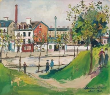 Maurice Utrillo Les Fortifications a Menilmontant 1923 Gouache on Paper