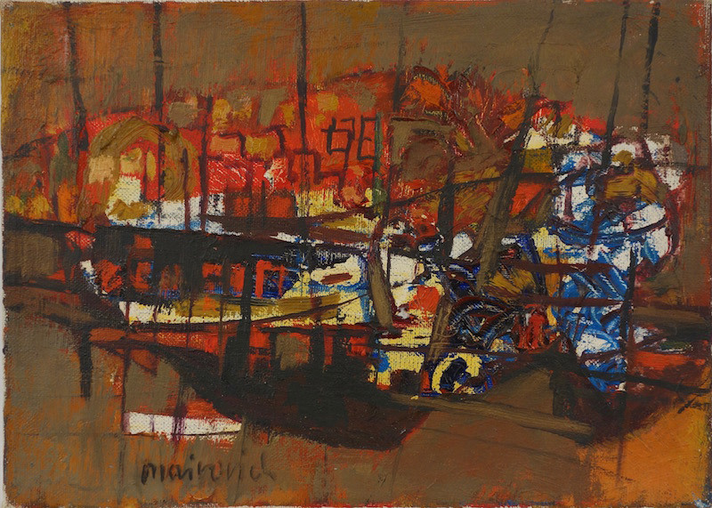 Zvi Mairovich Haifa Port Oil on Canvas