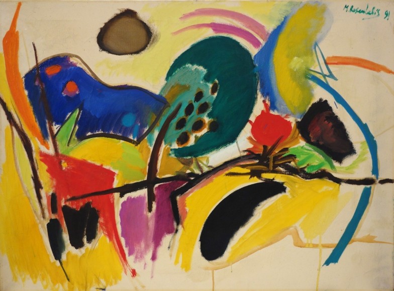 Moshe Rosenthalis Israeli Abstract Landscape Oil on Canvas