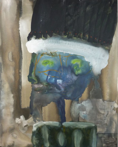 Mr. Nefertiti with Angel caught in beard, 2006, Watercolor, oil pastel on clayboard