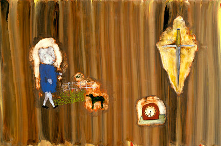 This was the exact moment Marge decided to kill her husband, 2006, Watercolor, oil pastel on clayboard