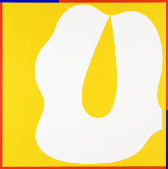 Cary Smith, Shape #2 (yellow with red-blue border), 2017