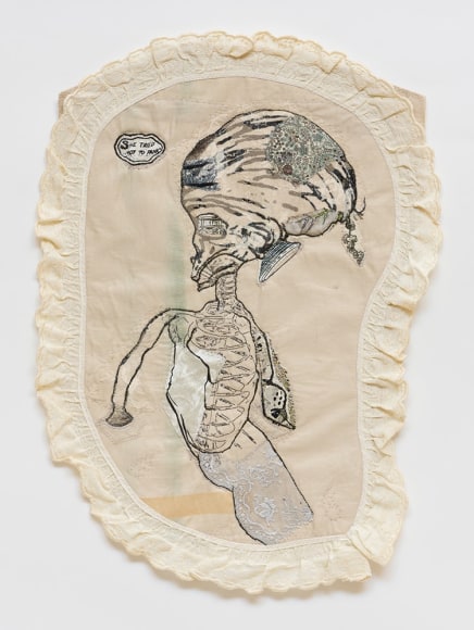 china marks bride stripped bare fabric collage