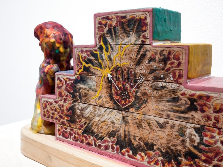 mariano ching oil and encaustic sculpture detail