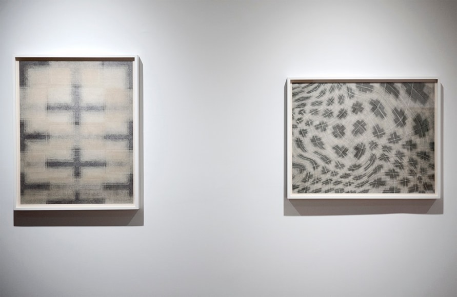 Takuji Hamanaka Japanese woodcut and gampi paper collage exhibition installation