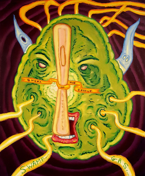 David Sandlin Enema of the People, 2018 Oil on canvas 24 x 20 in. / 51 x 50.8 cm.