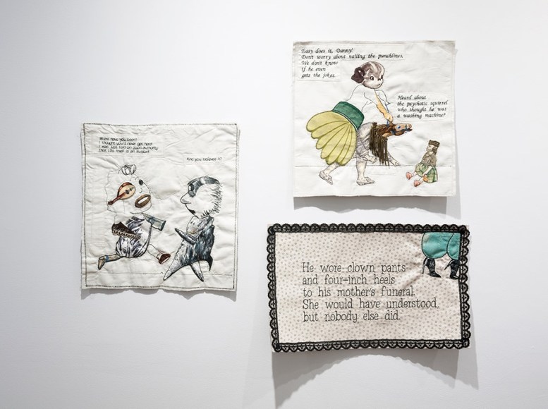 China Marks fabric and embroider collage artwork installation view