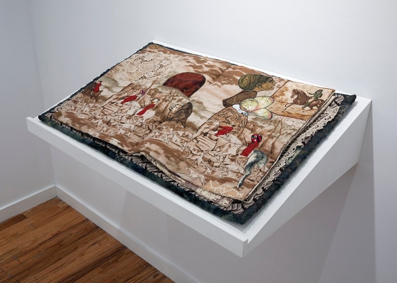 China Marks fabric and embroidery collage artist book