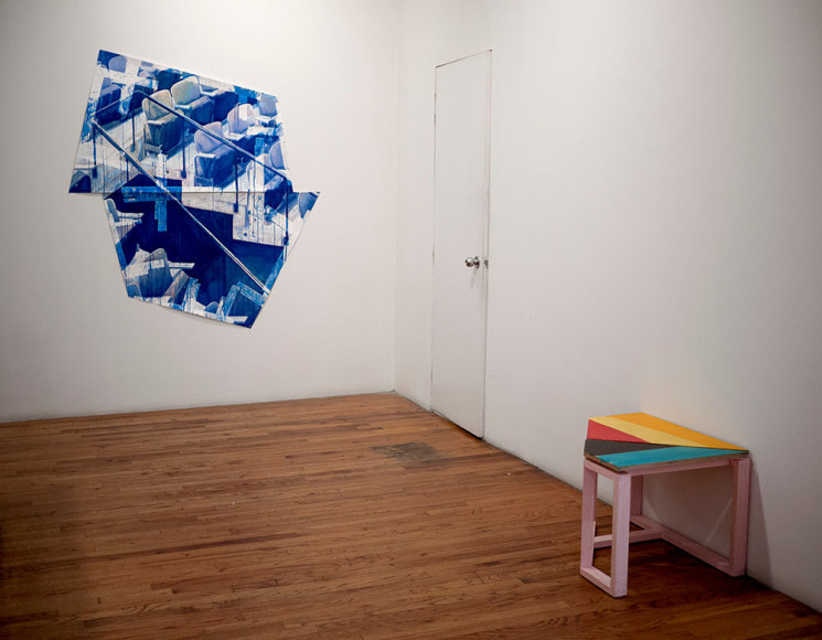 Björn Meyer-Ebrecht Uprising installation view of drawings and wood platforms