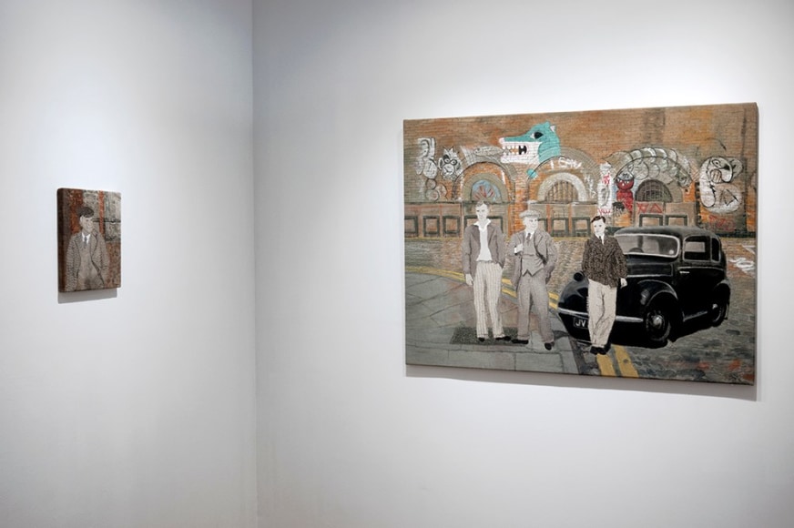 Sue Stone installation of large and small embroidery artworks