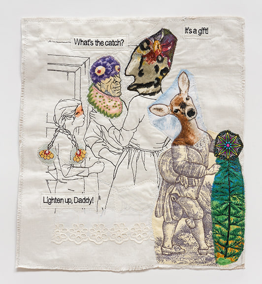 China Marks The Gift, 2017 Fabric, thread, lace, residual Jade glue, Screen-printing ink, fusible adhesive