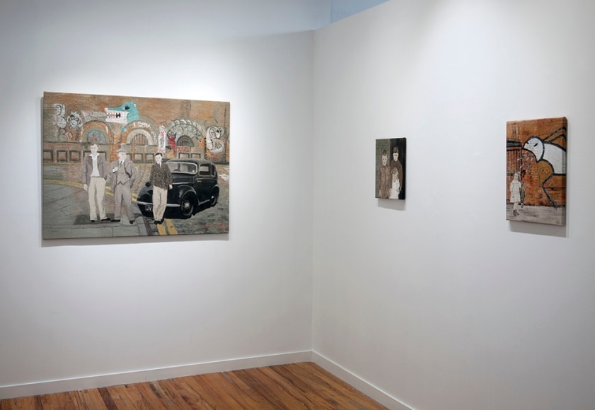 Sue Stone installation of embroidery artworks