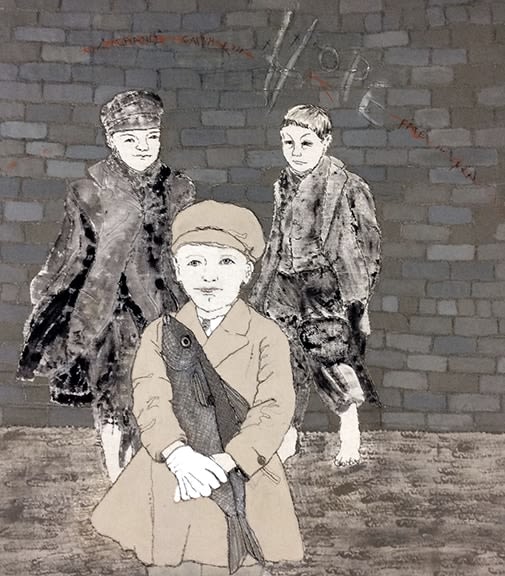 Sue Stone ​Hope, 2017 Mixed media, hand/machine stitch and acrylic paint