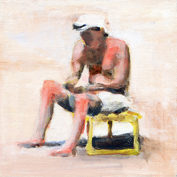 mark mann O.U.P. - Nick, 2015 Acrylic on canvas 8 x 8 inches (framed)