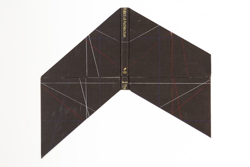 Bj&ouml;rn Meyer-Ebrecht Untitled (The Politics of Architecture), 2017 Found book cover, colored pencil, mounted to museum board 19 x 21 1/4 in. / 48.5 x 54 cm.