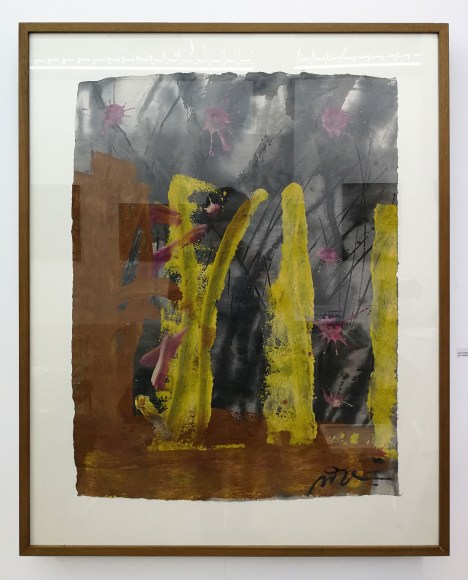 Somluk Pantiboon Untitled (Pink, Yellow, Brown), 2018 clay pigment and acrylic on mulberry paper 42.9 x 33.1 in (109 x 84 cm)