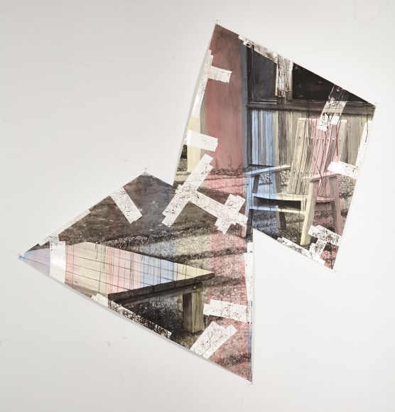 Bj&ouml;rn Meyer-Ebrecht Untitled (Chair), 2016 Ink and tape on paper 77 x 83 in. / 195.5 x 211 cm.