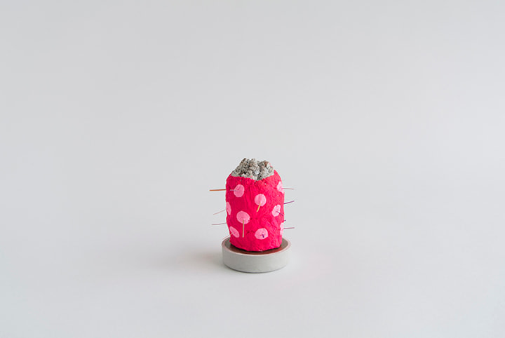 Chiaozza Piera, 2015 Paper pulp, painted paper, matte acrylic gouache, concrete 3 1/2 x 3 x 3 in. / 8.9 x 7.6 x 7.6 cm.