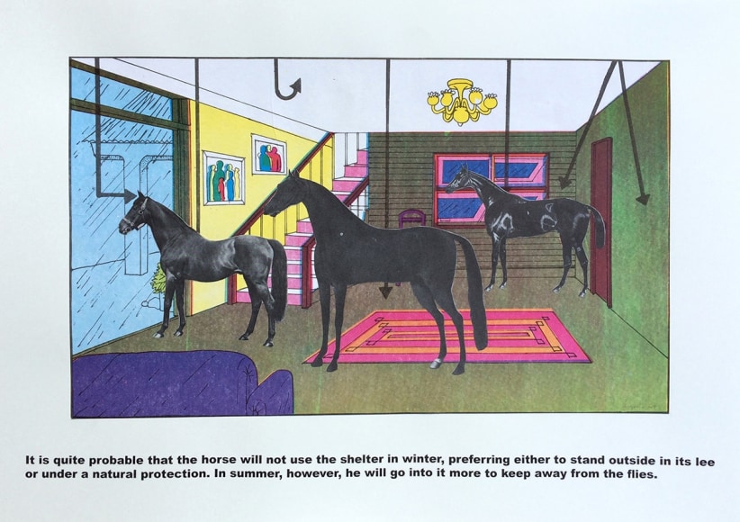 dina gadia Living Area- Sheltering The Lucky, 2017 Collage and laser print 11 5/8 x 16 1/2 in. / 29.7 x 42 cm.