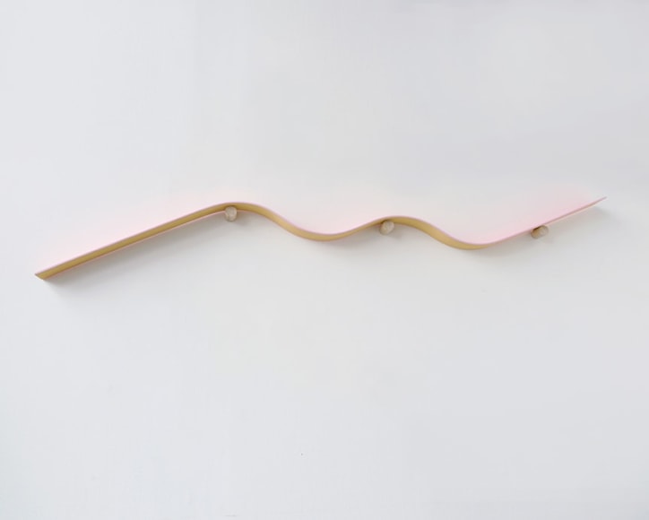 chiaozza Shapeless Shape No. 005, 2017 Acrylic on wood, with wood dowel 8 x 45 x 2 in. / 20.3 x 114.3 x 5.1 cm.