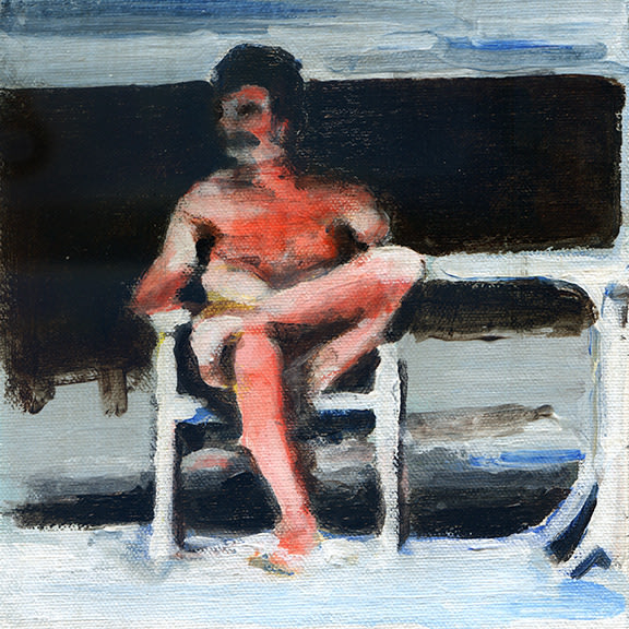 mark mann O.U.P. - Roy, 2015 Acrylic on canvas 8 x 8 inches (framed)