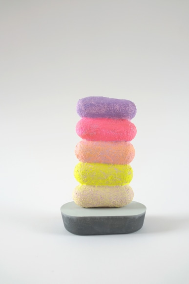 Chiaozza Sun Sweet Leaning Stack, 2019 Acrylic on paper pulp and pigmented concrete 7 x 4 ½ x 2 ¾ in. / 17.9 x 11.4 x 7 cm.