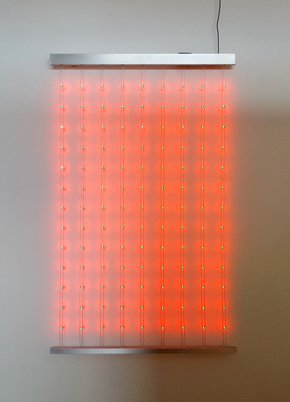Kenzan Tsutakawa-Chinn Residual Comparison (2), 2017 Custom LED chips, arduino, rope-laid wire and aluminum 59 x 36 1/2 x 1 in. / 150 x 92.7 x 2.5 cm.