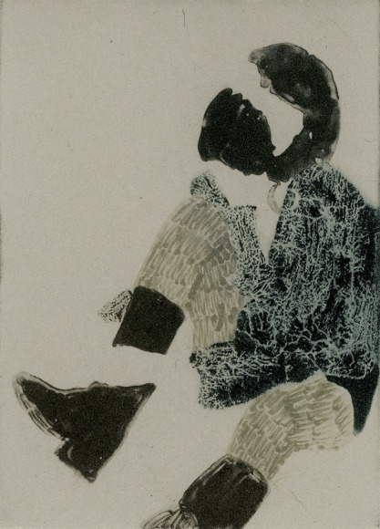 Elin Rodseth ​Passersby 5, 2013 Photopolymer on paper 3 1/2 x 2 7/8 in. / 8.89 x 7.37 cm. Edition of 20