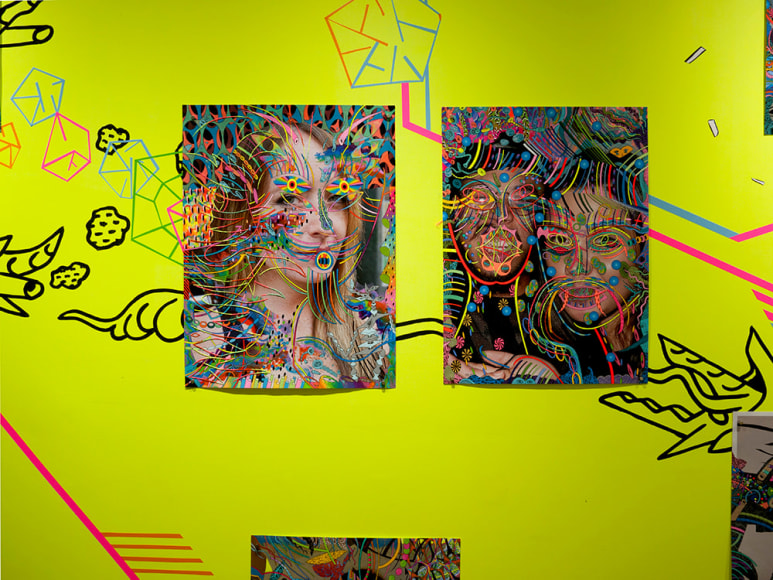 Dex Fernandez artwork on colorful mural installation
