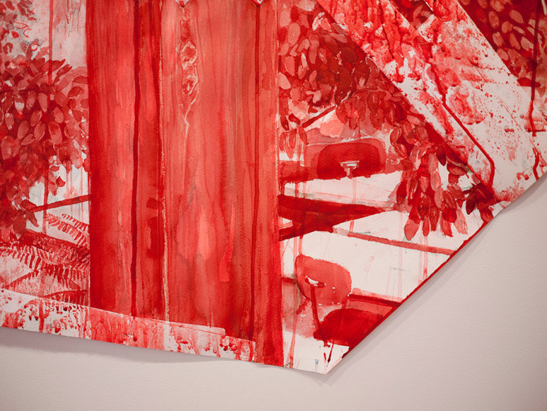 detail of red ink drawing