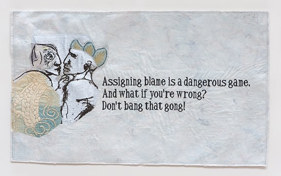 China Marks The Blame Game, 2017 Fabric, thread, screen-printing ink, fusible adhesive