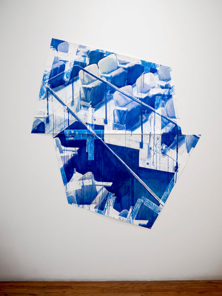 Björn Meyer-Ebrecht Uprising installation view of drawings and wood platforms