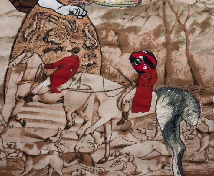 China Marks fabric and embroidery collage artist book detail