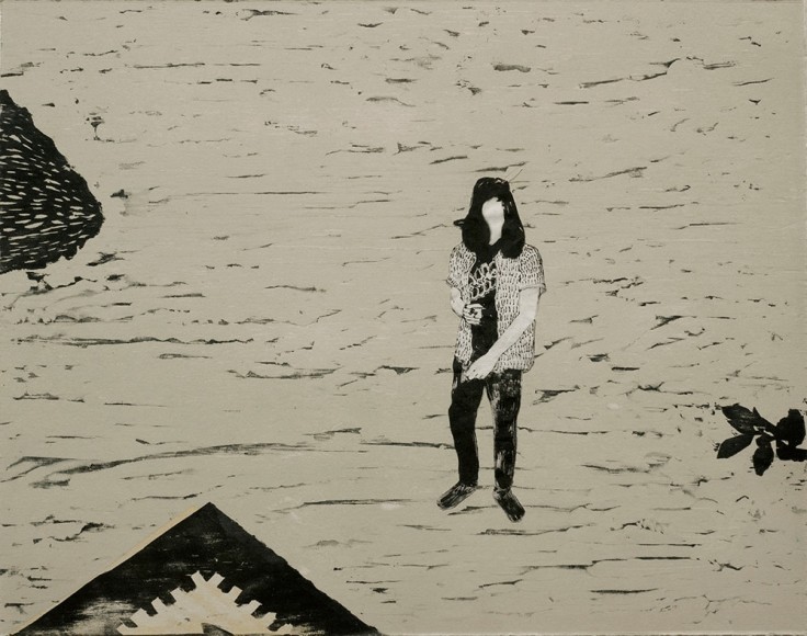 Elin R&oslash;dseth Residents 8, 2018 Collage of photopolymer and color woodcut with thread 11 3/4 x 14 7/8 in. / 29.8 x 37.8 cm. Edition of 20