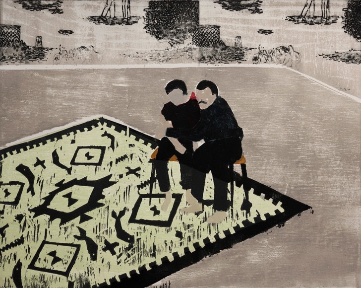 Elin Rodseth Bystander 3, 2015 Photopolymer and woodcut monotype 11 3/4 x 15 in. / 30 x 38 cm. Series of 6 unique prints