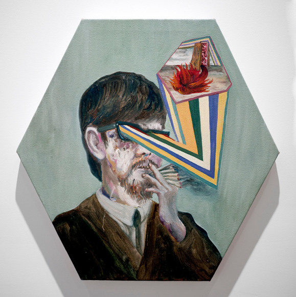 Mariano Ching Pale Moments After the Explosion Series: Man, 2013 Acrylic and oil on shaped canvas 18 x 18 in. / 45.7 x 45.7 cm.