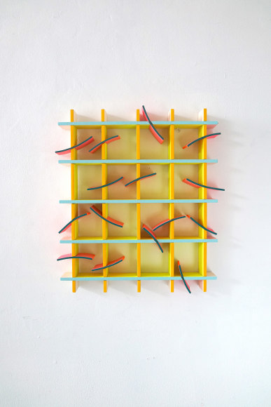 Chiaozza Small Composition to Autumn, 2019 Acrylic on wood 15 ¼ x 14 x 2 ¼ in. / 38.7 x 35.6 x 5.7 cm.