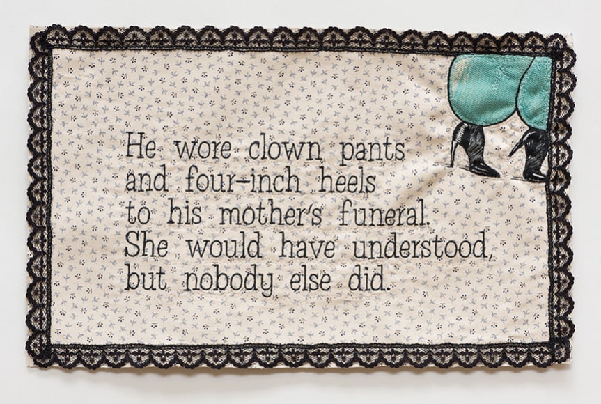 China Marks Clown Pants, 2014 Fabric, lace, thread, fusible adhesive