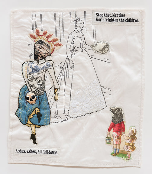 China Marks The Kids from Down the Block, 2017 Fabric, thread, lace, Screen-printing ink, fusible adhesive