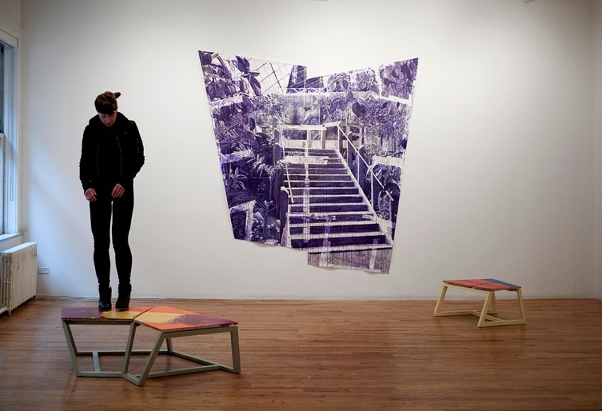 Björn Meyer-Ebrecht Uprising installation view of drawings and wood platforms