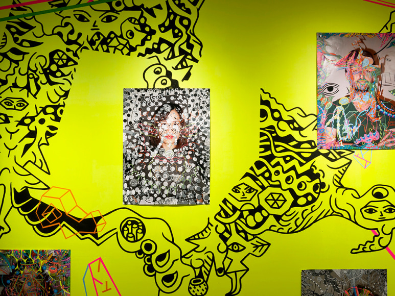 Dex Fernandez artwork on colorful mural installation