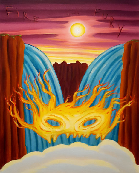 David Sandlin Fire And Fury, 2018 Oil on canvas 30 x 24 in. / 76.2 x 61 cm.